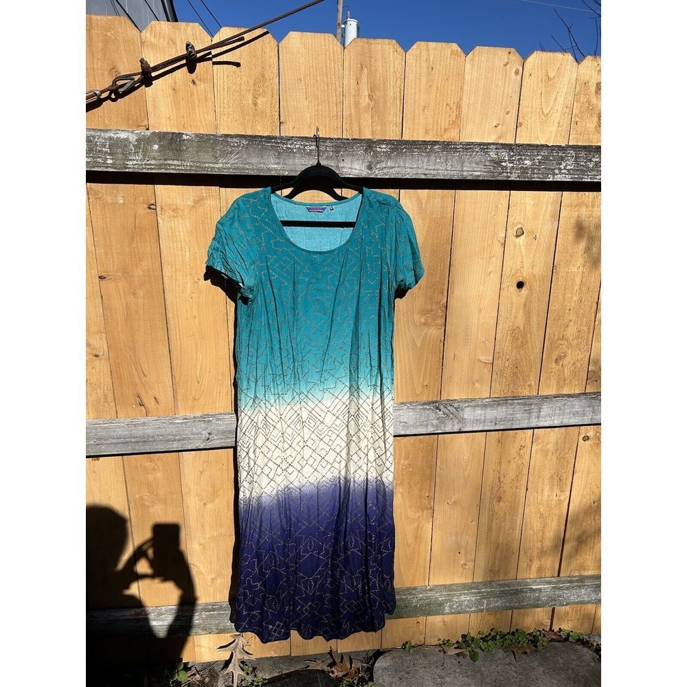 Akkriti Womens Blue Purple Gold Boho Fairy Dress Size XL‎ Summer Short Sleeve